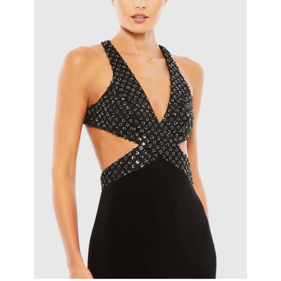 Mac Duggal 68166 Cutout Waist Criss Cross Back Dress Black size 0 - Picture 3 of 10